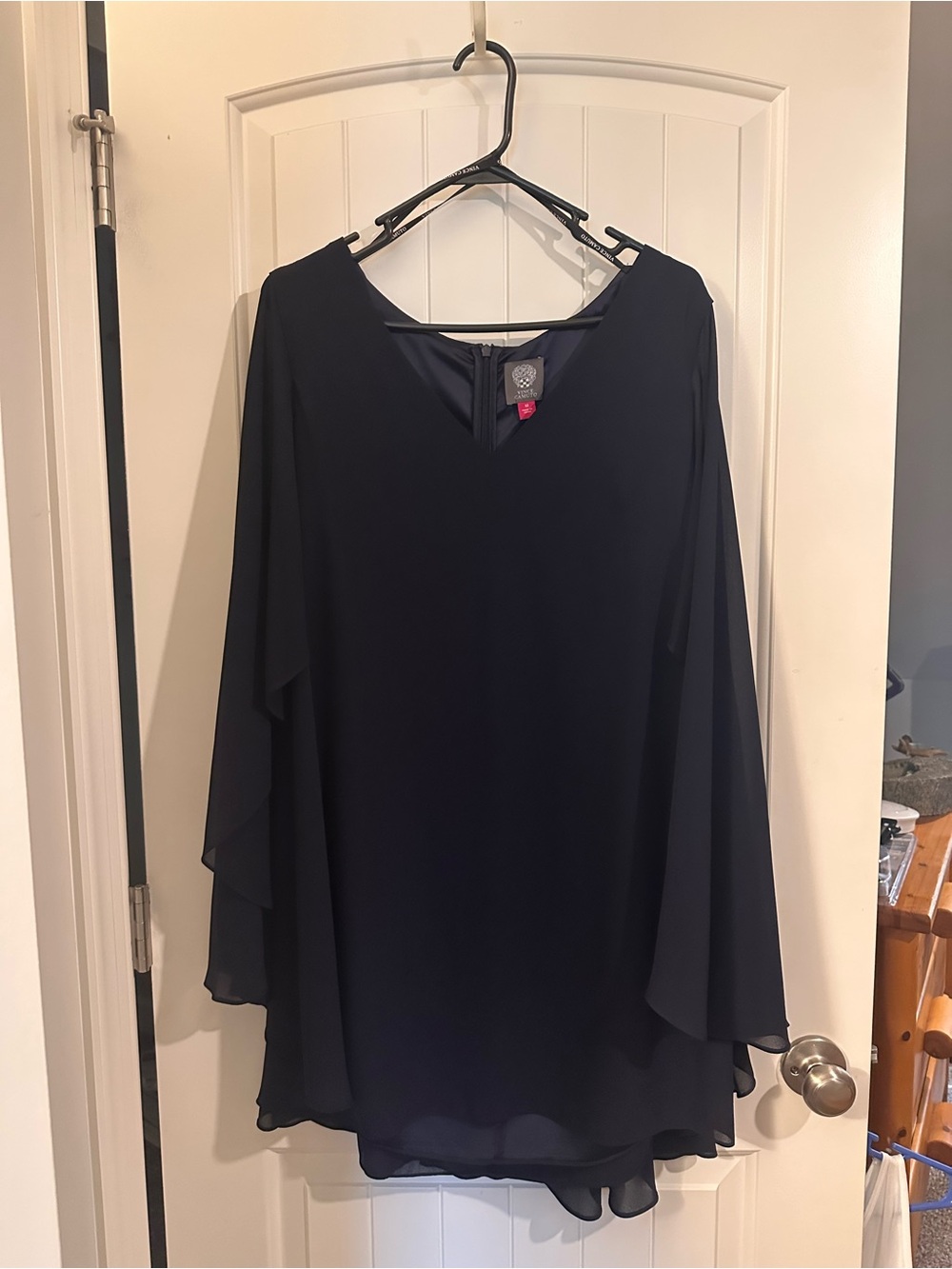 Vince Camuto Navy Chiffon Overlay dress